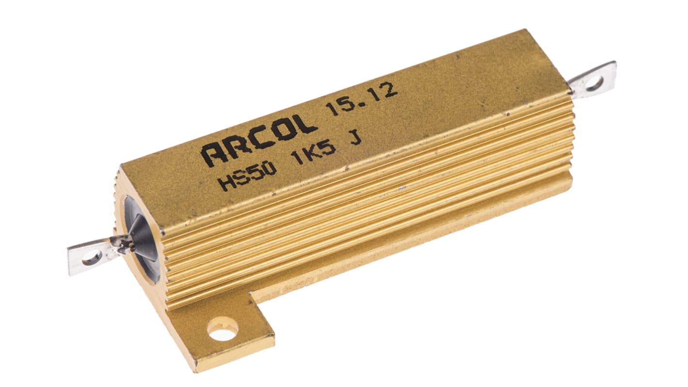 Arcol HS50 Wickel Lastwiderstand 1.5kΩ ±5% / 50W, Alu Gehäuse Axialanschluss