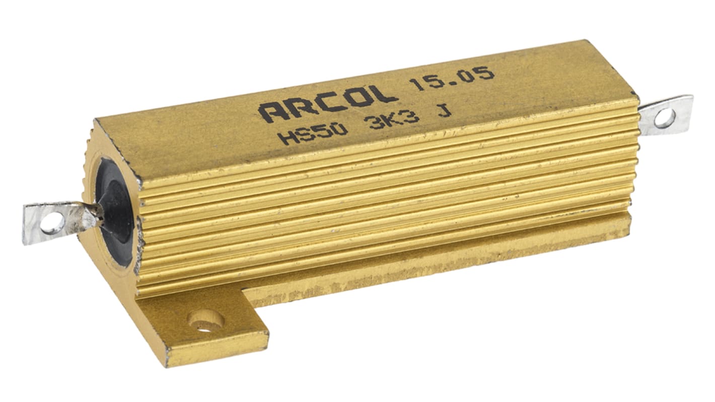 Arcol HS50 Wickel Lastwiderstand 3.3kΩ ±5% / 50W, Alu Gehäuse Axialanschluss