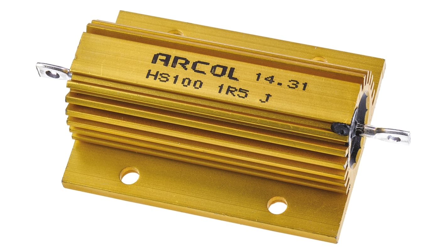 Resistencia de montaje en panel Arcol, 1.5Ω ±5% 100W, Con carcasa de aluminio, Axial, Bobinado