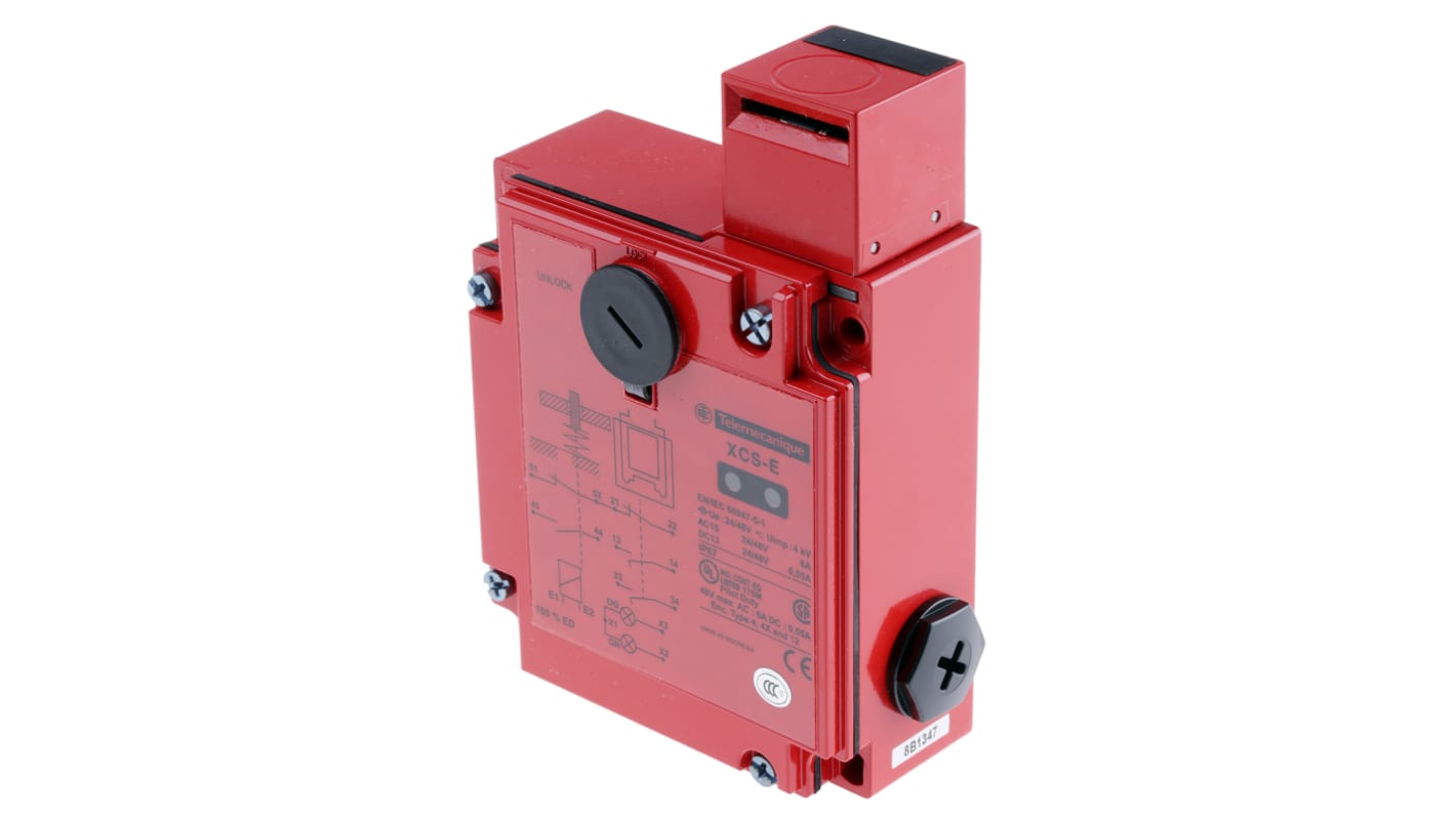 Interruttore di interblocco a solenoide Telemecanique Sensors XCS-E, 24V ca/cc, 2NA/1NC, IP67