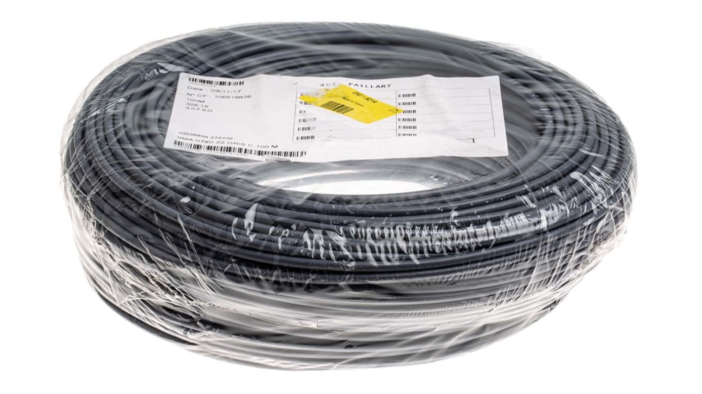 Nexans Multicore Data Cable, 0.22 mm², 7 Cores, 24 AWG, Unscreened, 100m, Grey Sheath