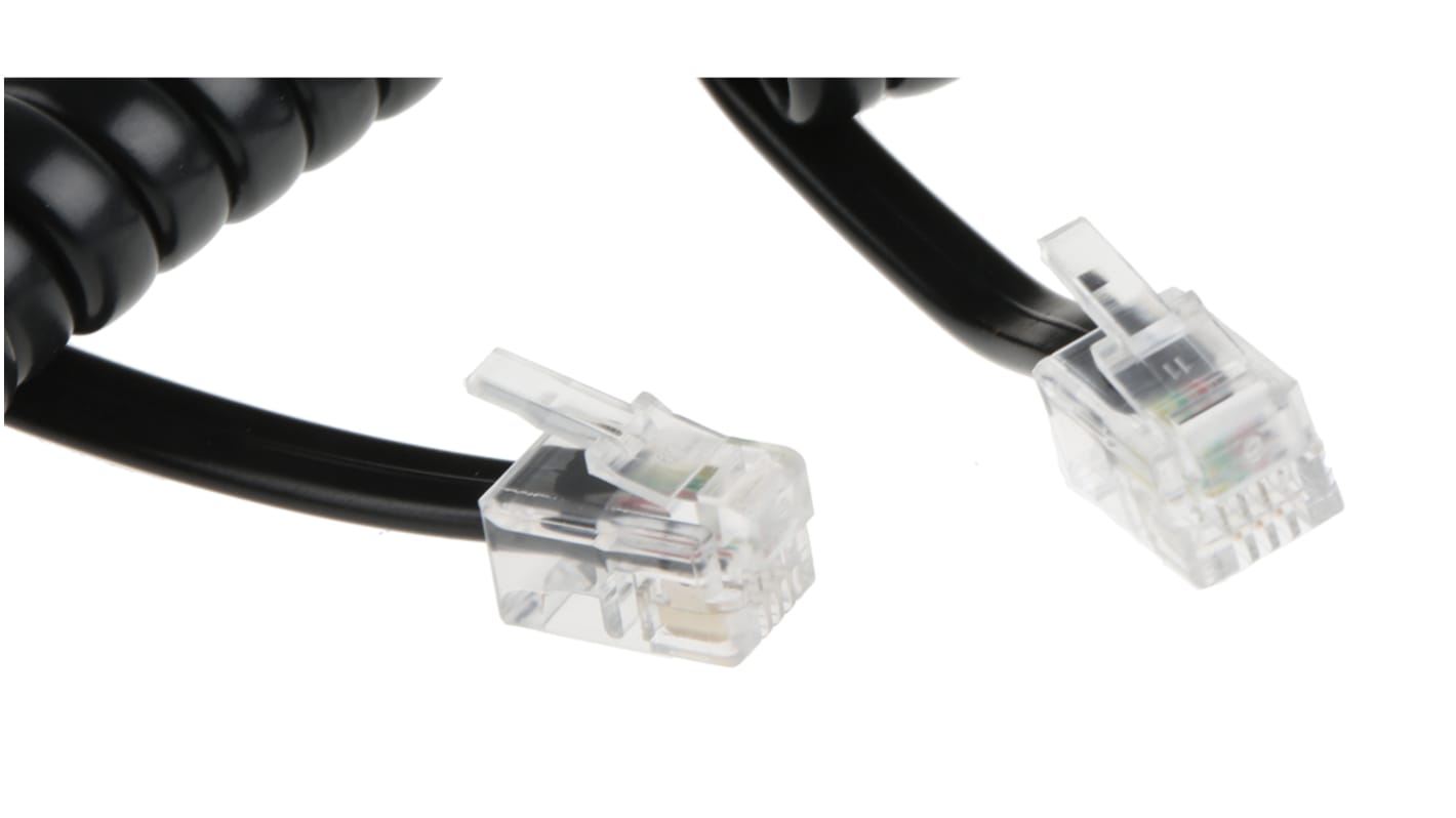 CP162446N Decelect Male RJ9 to Male RJ9 Telephone Extension Cable, Black Sheath, 1.5m RS