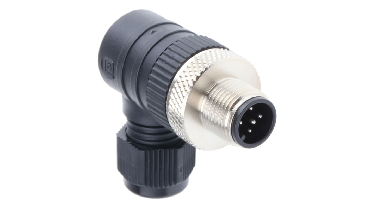 Conector circular Lumberg Automation hembra Ángulo de 90° serie RSCW de 5 vías macho, montaje aéreo, IP67