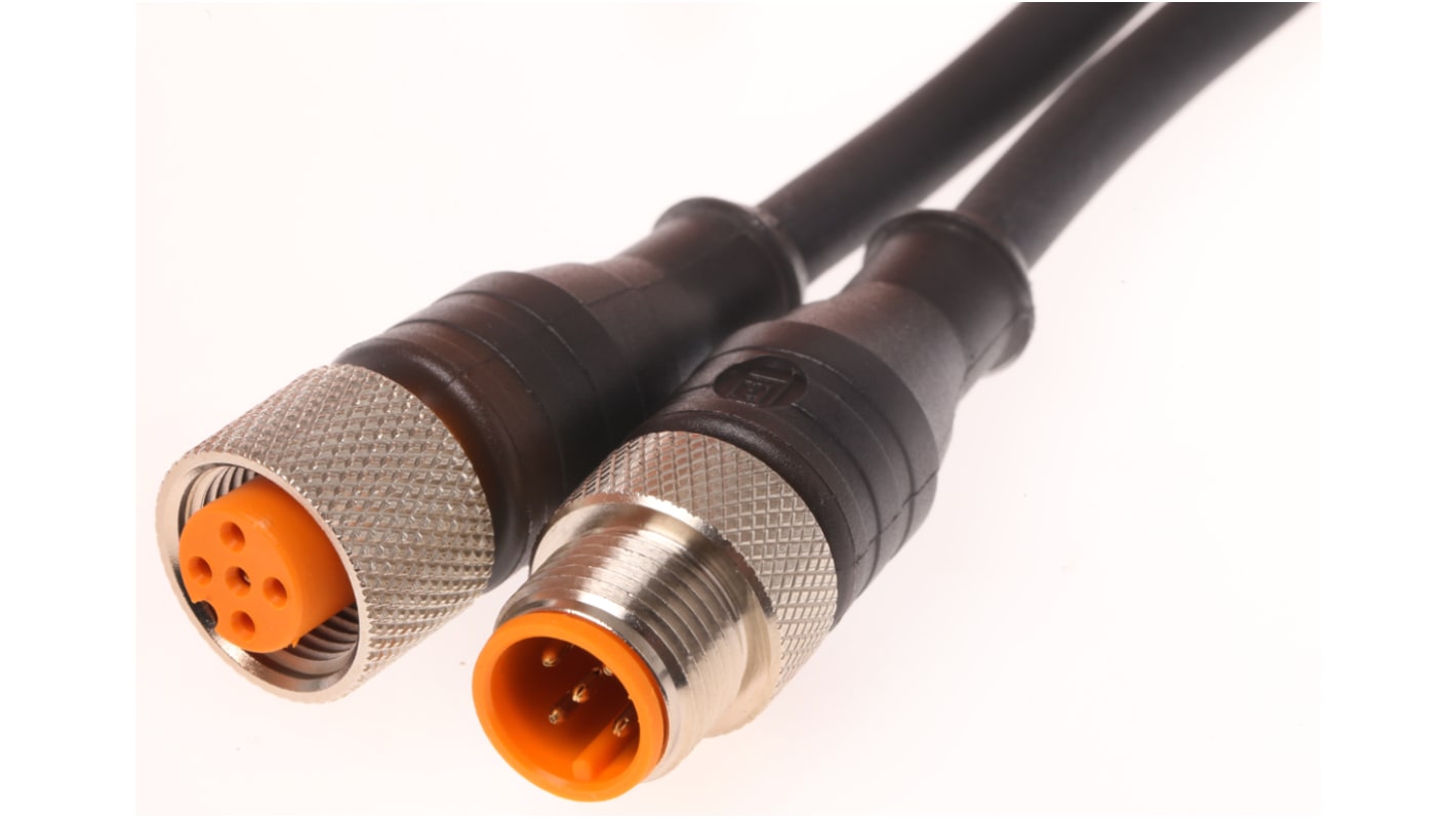 Cable de conexión Lumberg Automation, con. A M12 Macho, 5 polos, con. B M12 Hembra, 5 polos, cod.: A, long. 2m, 60 V,