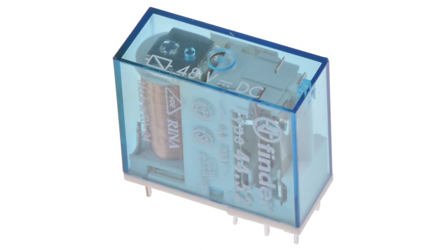 4452 9048 | Relais Finder 44 Series, 2 RT, bobine 48V c.c. Montage sur ...