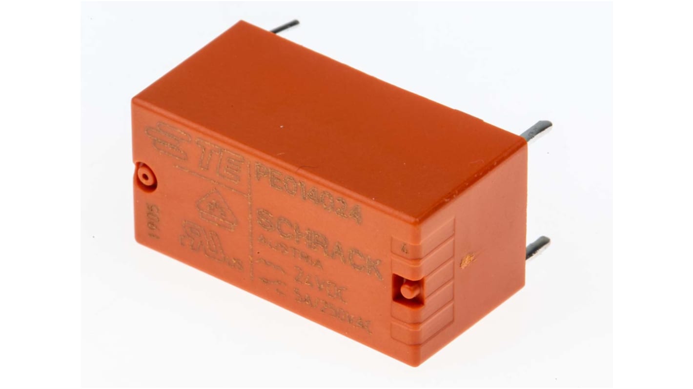 PE014024 TE Connectivity PCB Mount Power Relay, 24V dc Coil, 5A