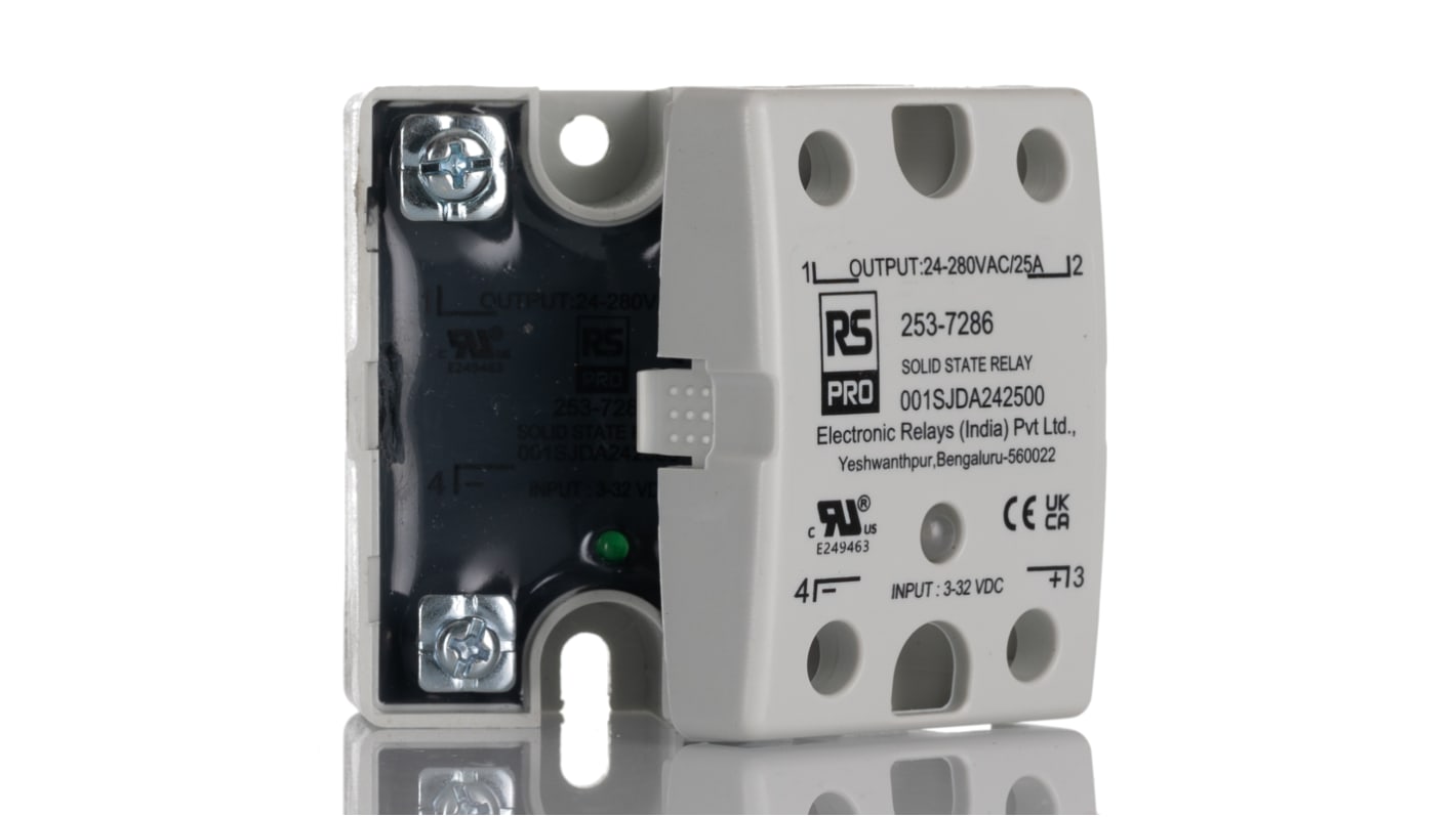 RS PRO Solid State Relay, 25 Amps Load, Panel Mount, Surface Mount, 280 Vrms Load, 32 Vdc Control