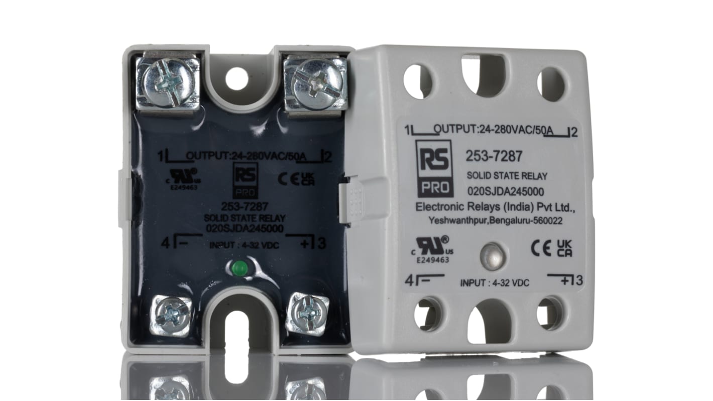 RS PRO Solid State Relay, 50 Amps Load, Panel Mount, Surface Mount, 480 ...