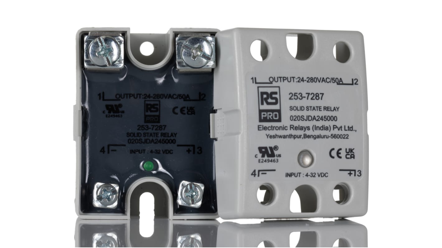 RS PRO Solid State Relay, 50 Amps Load, Panel Mount, Surface Mount, 480 V rms Load, 32 Vdc Control