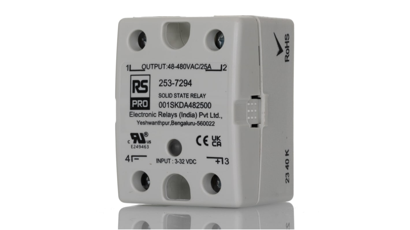 RS PRO Solid State Relay, 25 Amps Load, Panel Mount, Surface Mount, 480 V rms Load, 32 V dc Control