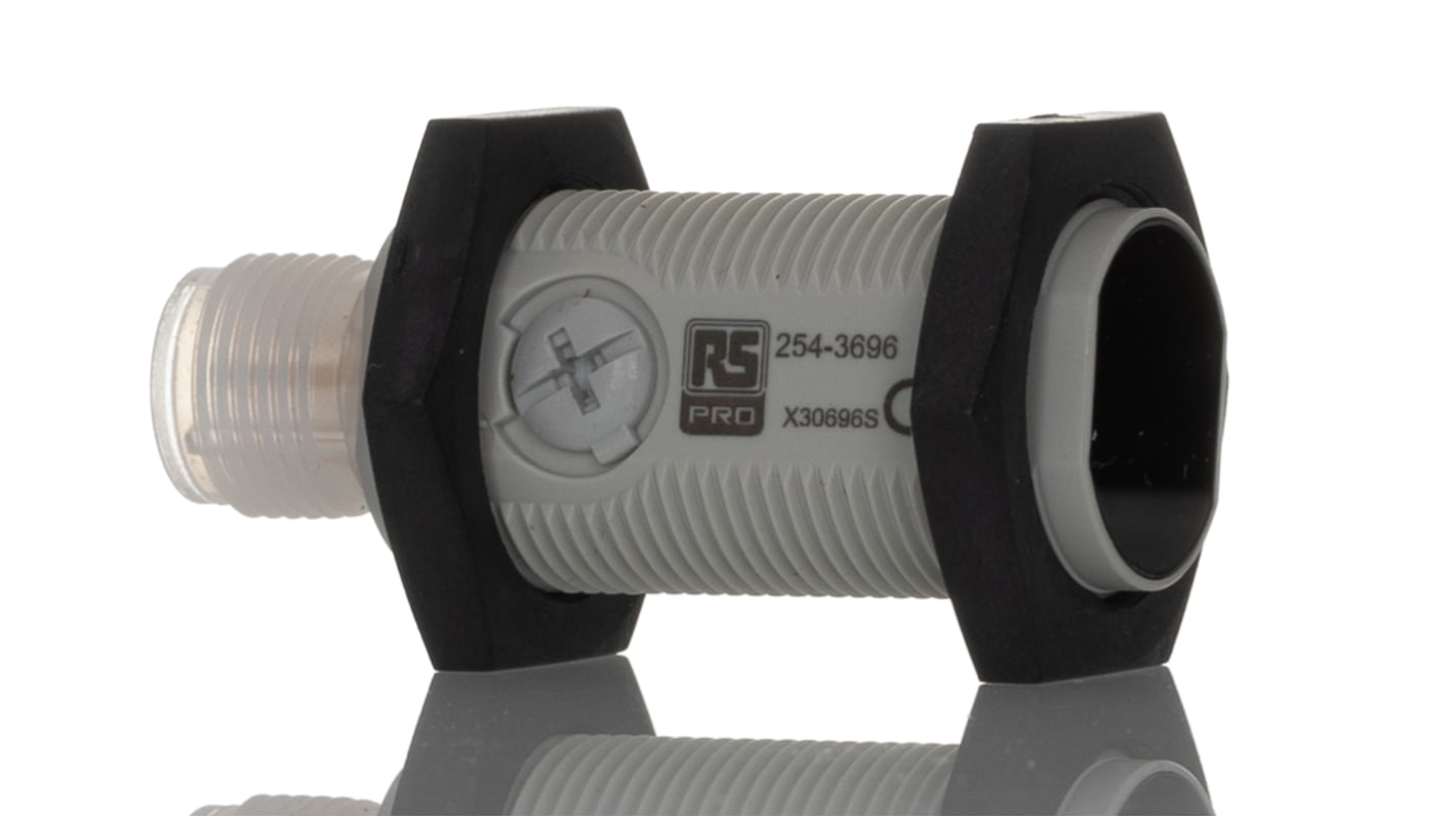 RS PRO zylindrisch Optischer Sensor, Diffus, Bereich 0,1 m, NPN NONC Ausgang, M12-Steckverbinder, Hell-/dunkelschaltend