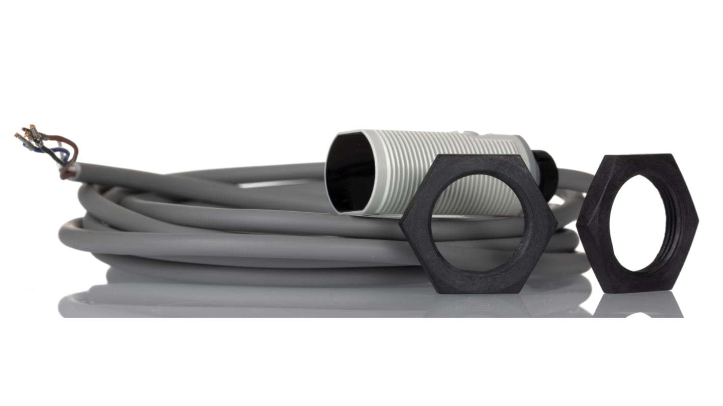 Fotocélula de cuerpo cilíndrico RS PRO difuso, alcance 0,4 m, salida NPN NONC, Cable de 2 m, IP67