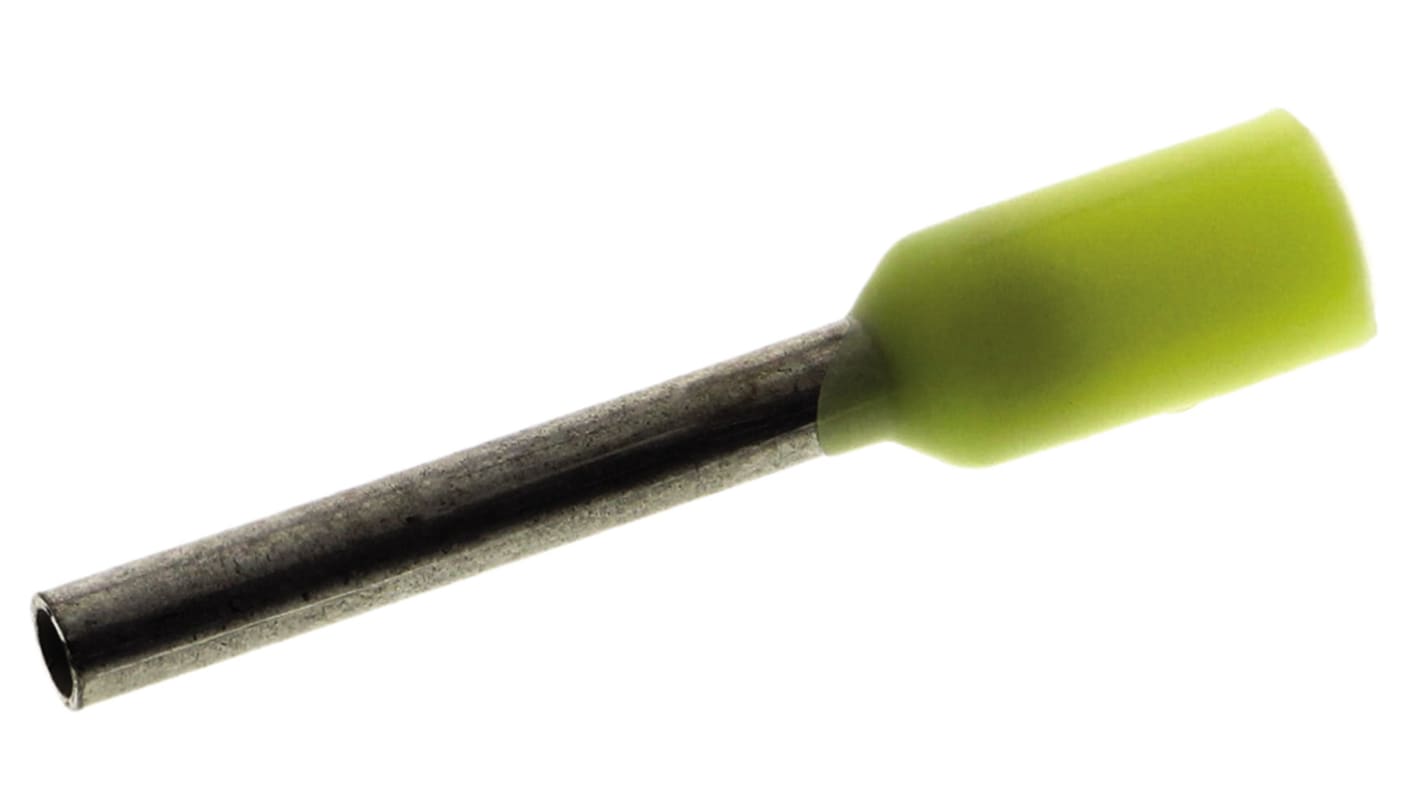 Schneider Electric DZ5CE Aderendhülsen bis 0.25mm², Stift ø 1.2mm, Gelb, Kunststoff, 8.2mm, 13mm, Isoliert, 26AWG max.