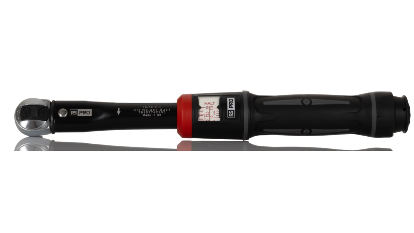 RS PRO Click Torque Wrench, 10 → 50Nm, 1/2 in Drive, Square Drive