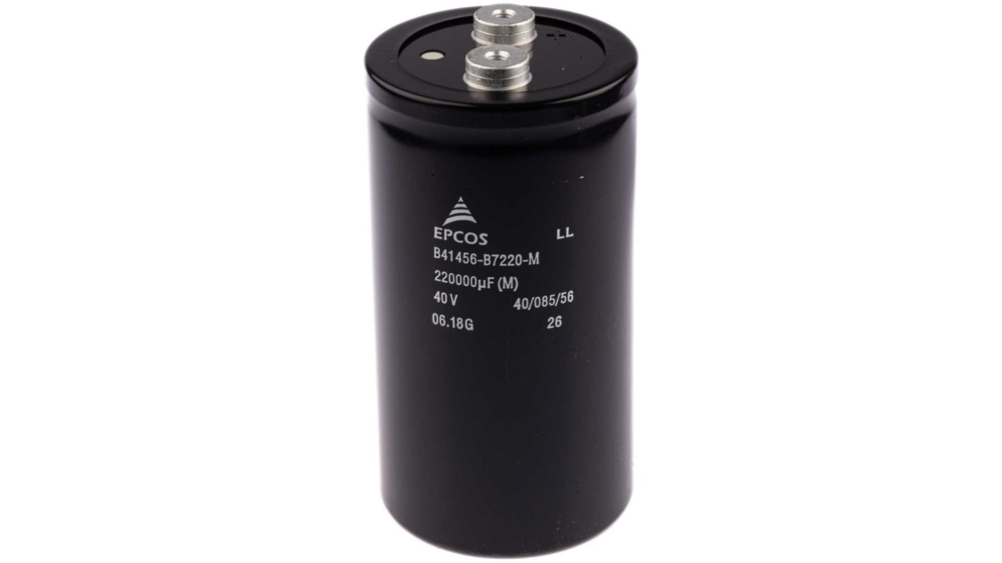 EPCOS 0.22F Aluminium Electrolytic Capacitor 40V dc, Screw Terminal - B41456B7220M000