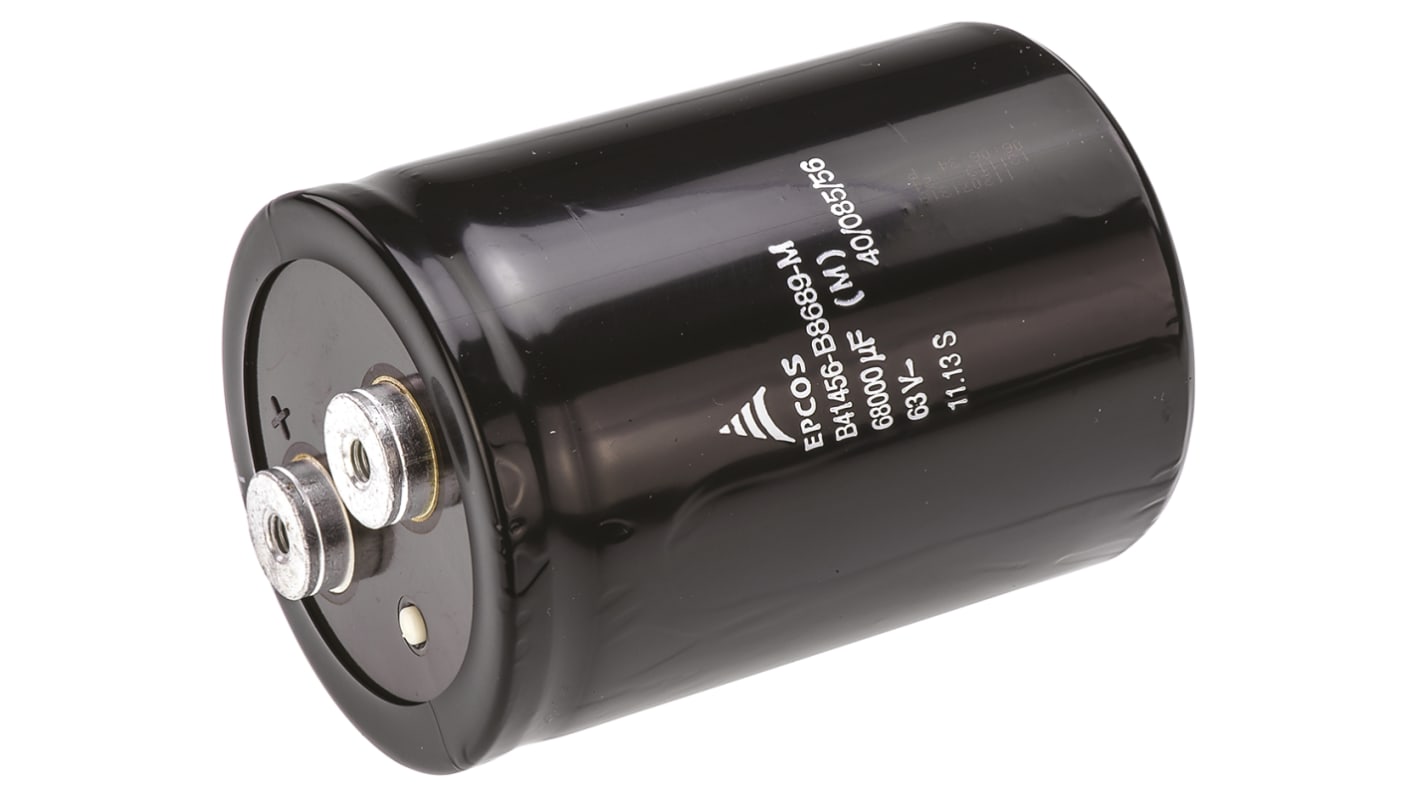 EPCOS 68000μF Aluminium Electrolytic Capacitor 63V dc, Screw Terminal - B41456B8689M000