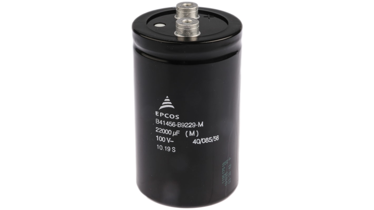 EPCOS 22000μF Aluminium Electrolytic Capacitor 100V dc, Screw Terminal - B41456B9229M000