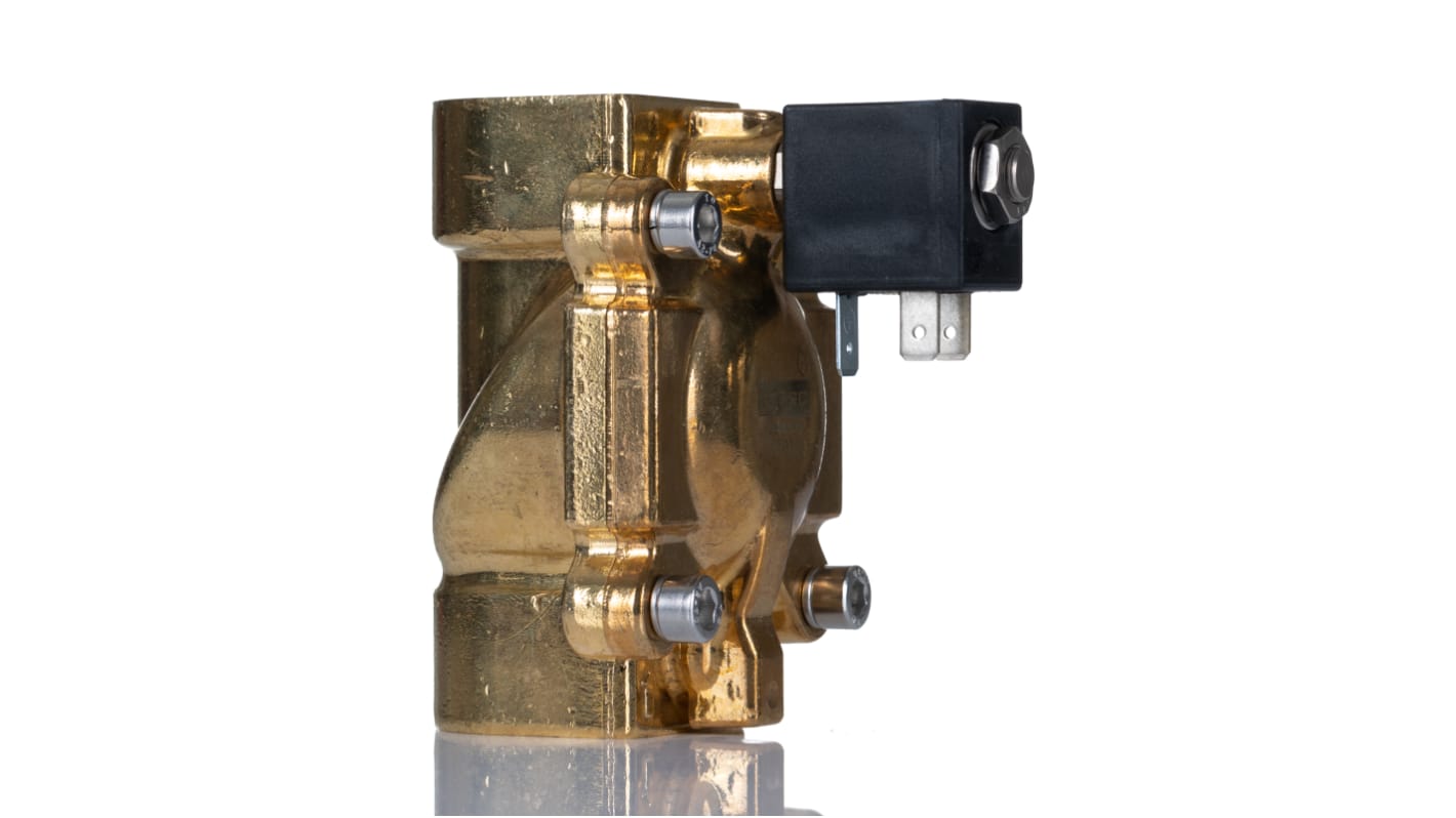 Válvula de solenoide RS PRO de 2 puertos, Hembra H de 1 pulg., Solenoide, NC de 24 V