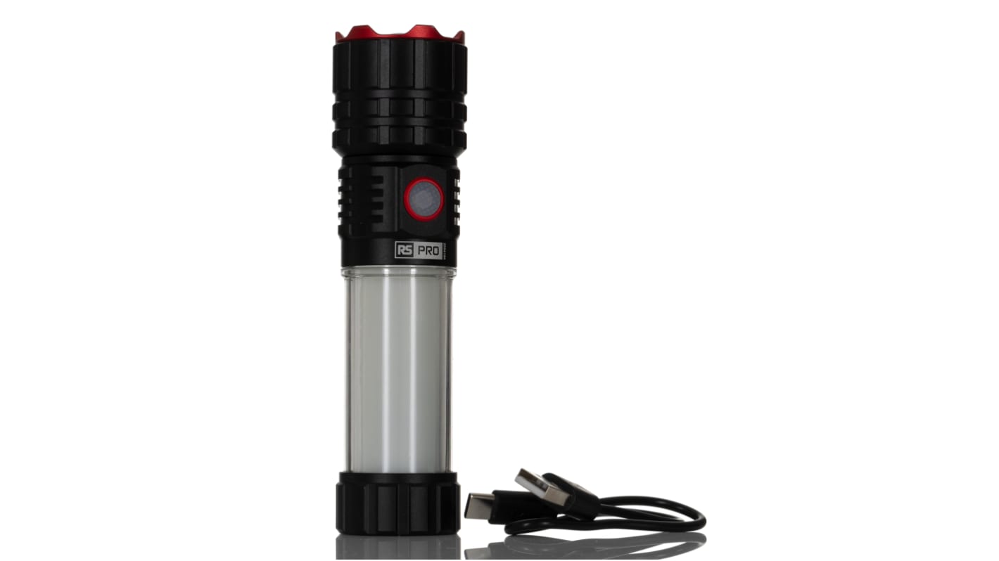 RS PRO Akku Taschenlampe LED im Alu-Gehäuse 8 W, 800 lm, 147 mm