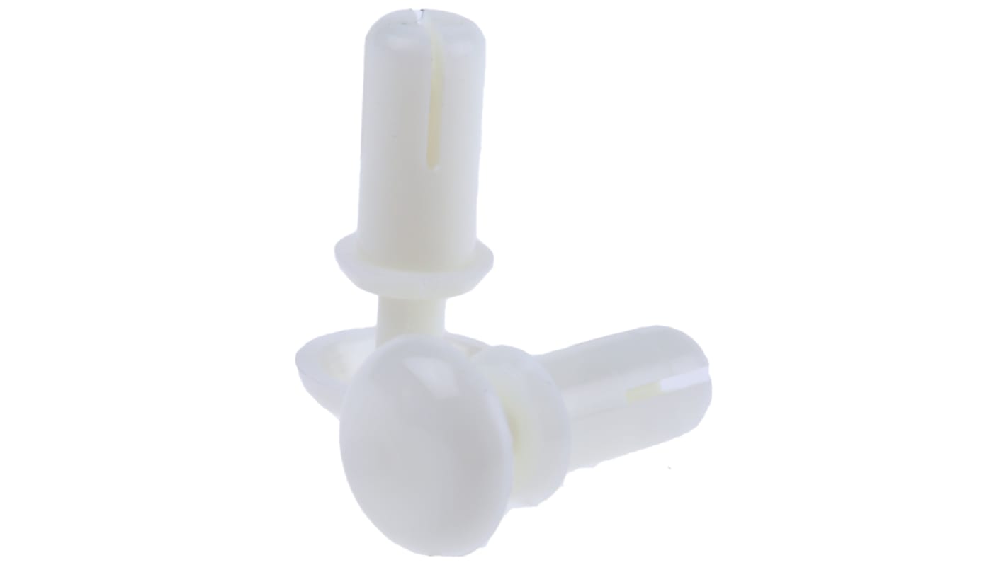 Remache a presión Essentra de nylon, Ø 3.5mm x 9mm, para espesor de 4.5mm → 5.5mm, color Blanco