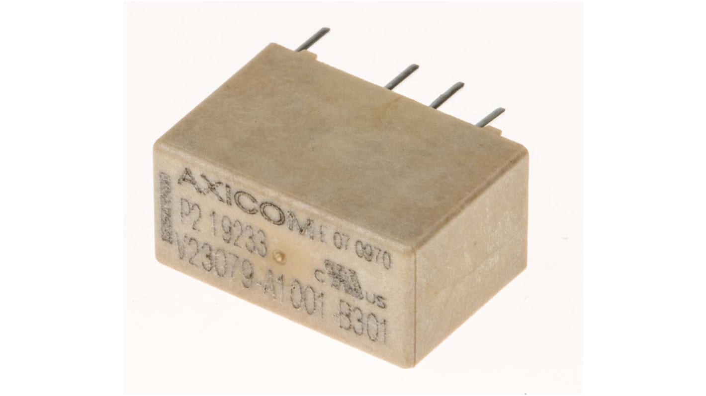 Relé de señal sin enclavamiento TE Connectivity Axicom P2, DPDT, 5V dc, 2 A dc, montaje en PCB, para