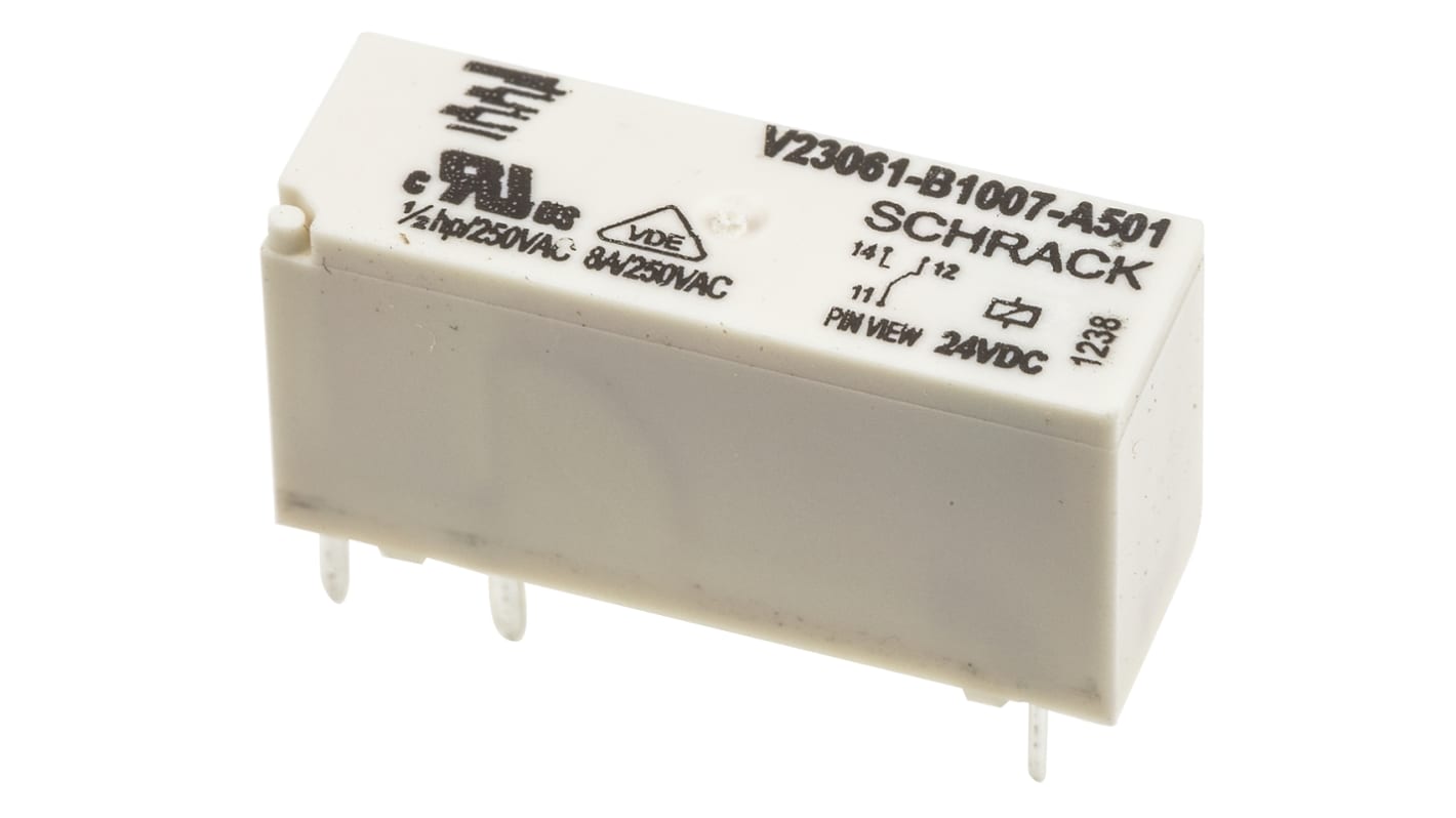 Relé de potencia sin enclavamiento TE Connectivity MSR de 1 polo, SPDT, bobina 24V dc, 8A, Montaje en PCB