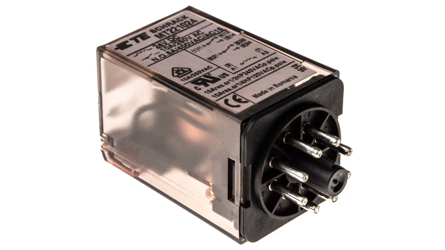 TE Connectivity Plug In Power Relay, 24V dc Coil, 10A Switching Current, DPDT