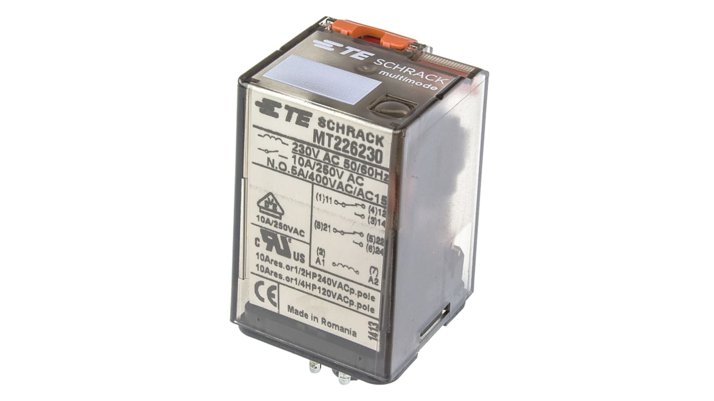 TE Connectivity Plug In Power Relay, 230V ac Coil, 10A Switching Current, DPDT