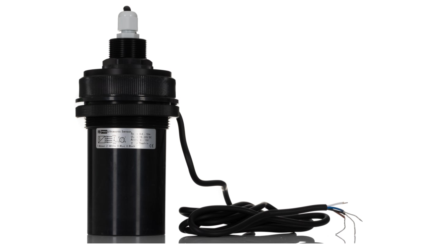 RS PRO Ultrasonic Level Sensor, 0 - 10 V Output, Threaded, ABS/PVDF ...