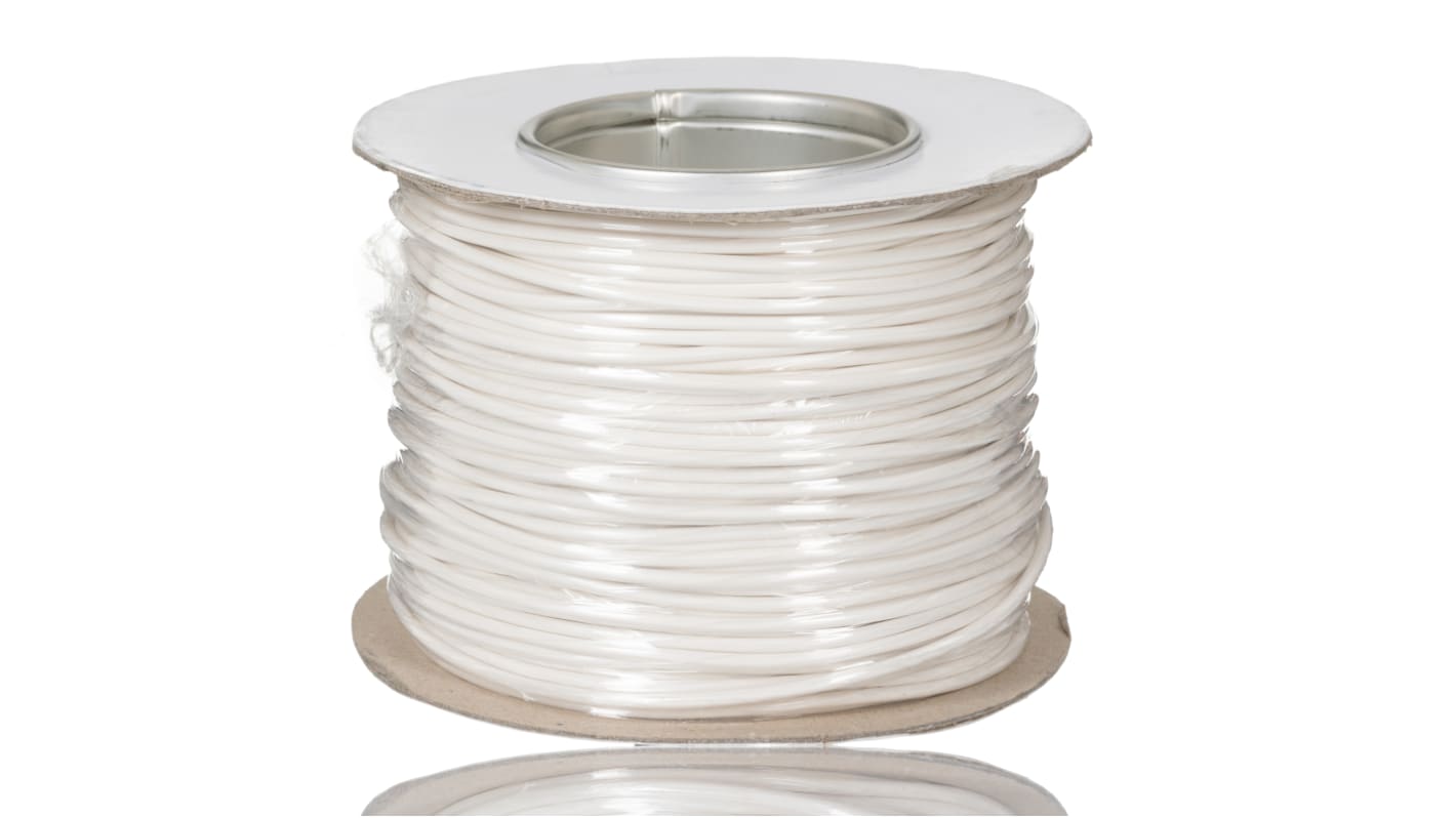 RS PRO White 1 mm² Hook Up Wire, 18 AWG, 16/0.2mm, 100m, PVC Insulation