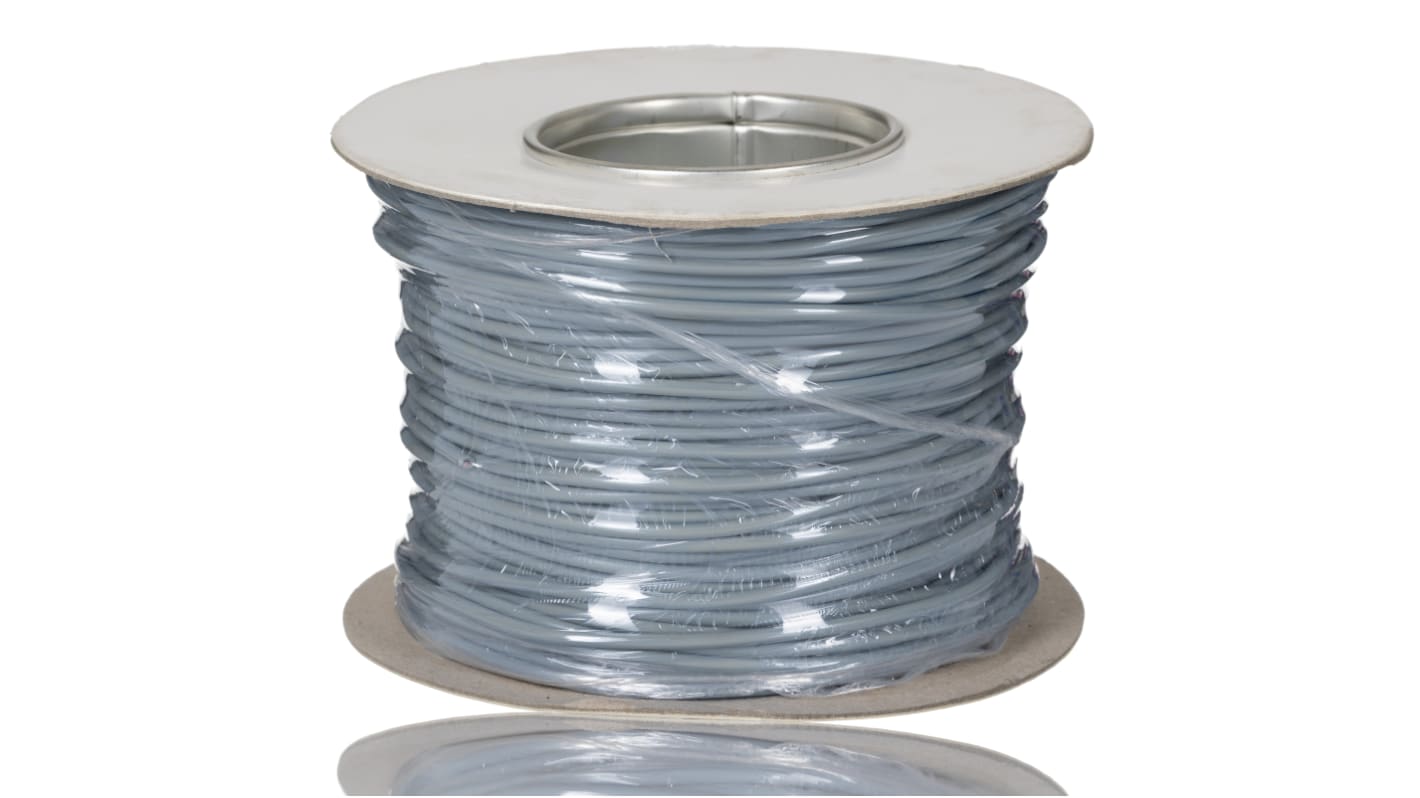 RS PRO Grey 2.5 mm² Hook Up Wire, 14 AWG, 45/0.25mm, 100m, PVC Insulation