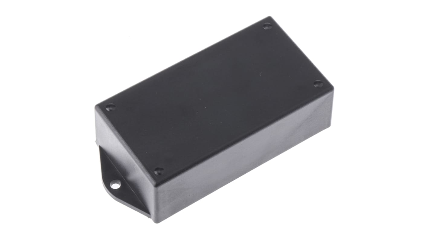 Pactec Black ABS Enclosure, Flanged, Black Lid, 143.76 x 65.53 x 37.08mm