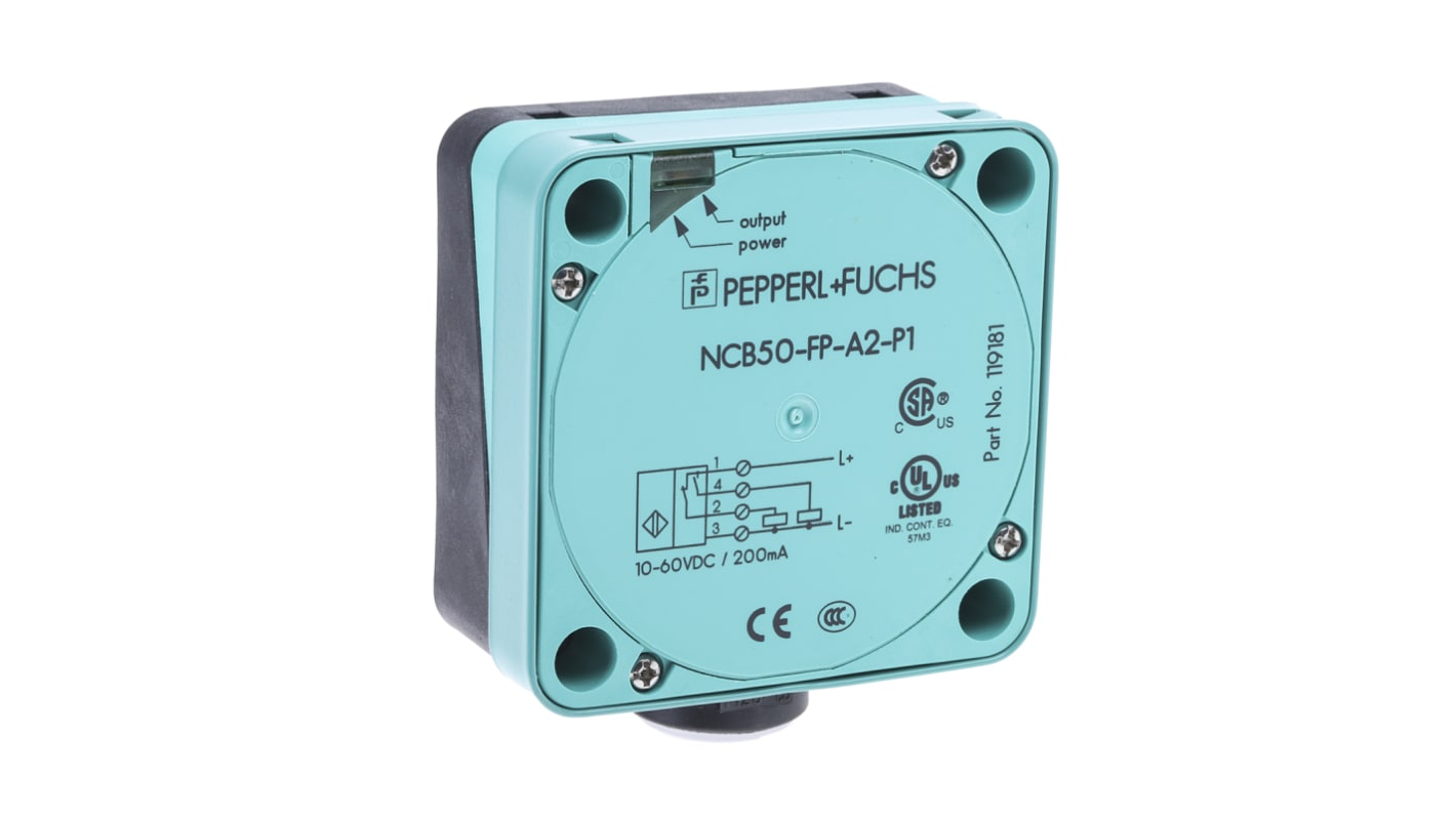 Sensor de proximidad Pepperl + Fuchs, alcance 50 mm, salida PNP, 10 → 60 Vdc, IP68, 80Hz