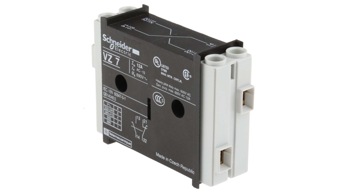 Schneider Electric Auxiliary Contact, 2 Contact, 1NC + 1NO, TeSys