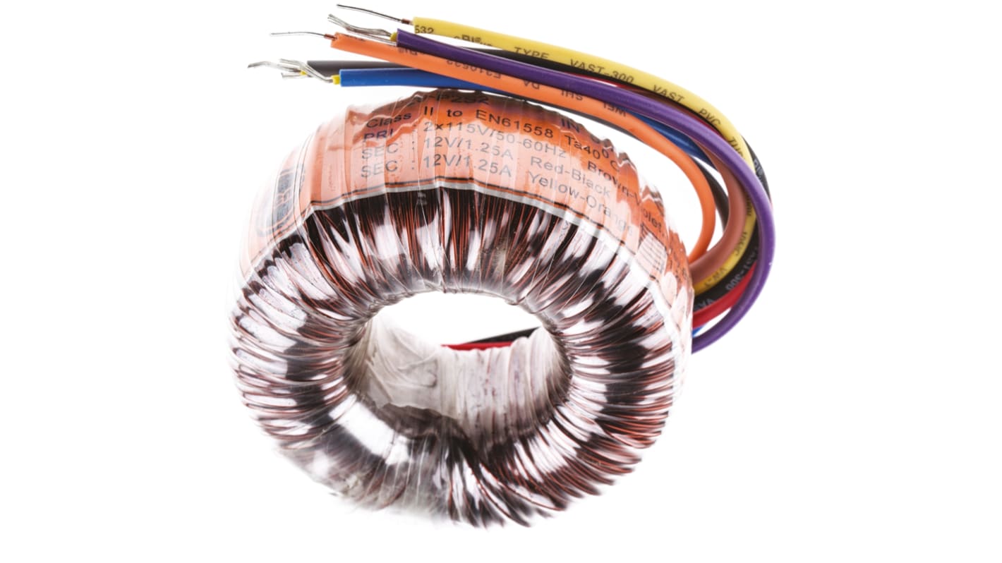 Transformador toroidal Nuvotem Talema, 91942-P2S2, Tensión 2 x 12V ac, Potencia 30VA, 2 salidas