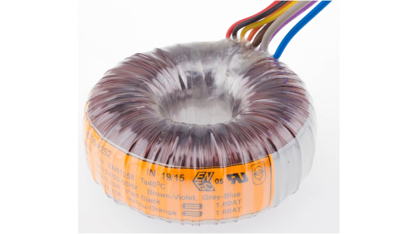 Transformador toroidal Nuvotem Talema, 91949-P2S2, Tensión 2 x 15V ac, Potencia 50VA, 2 salidas