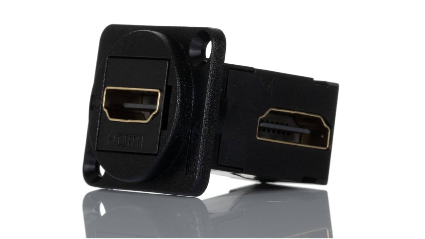 RS PRO 35 x 26 x 31 mm 19 Way Female Right Angle Feedthrough HDMI Connector