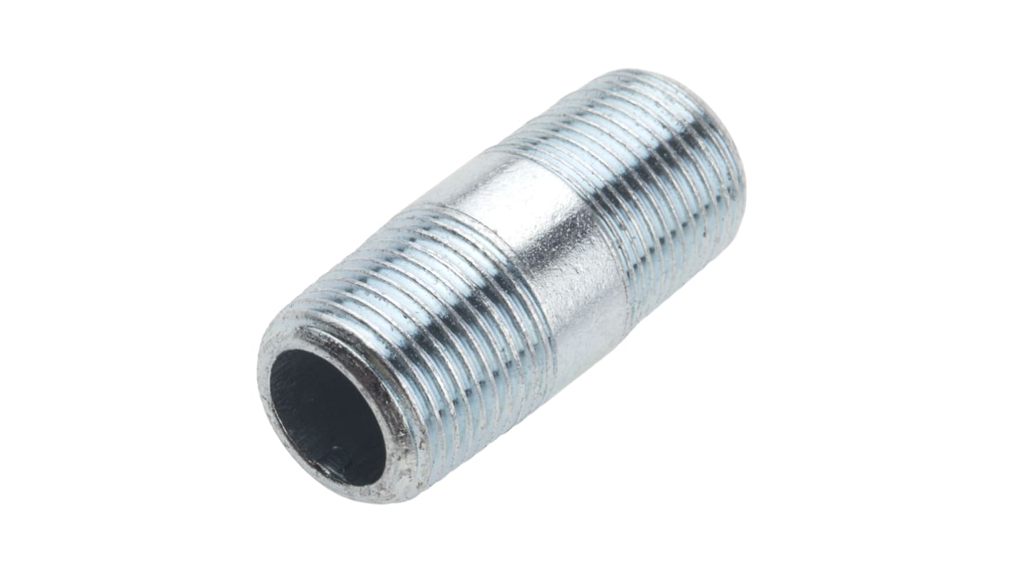 RS PRO Galvanised Malleable Iron Fitting Barrel Nipple, Male BSPT 3/8in to Male BSPT 3/8in