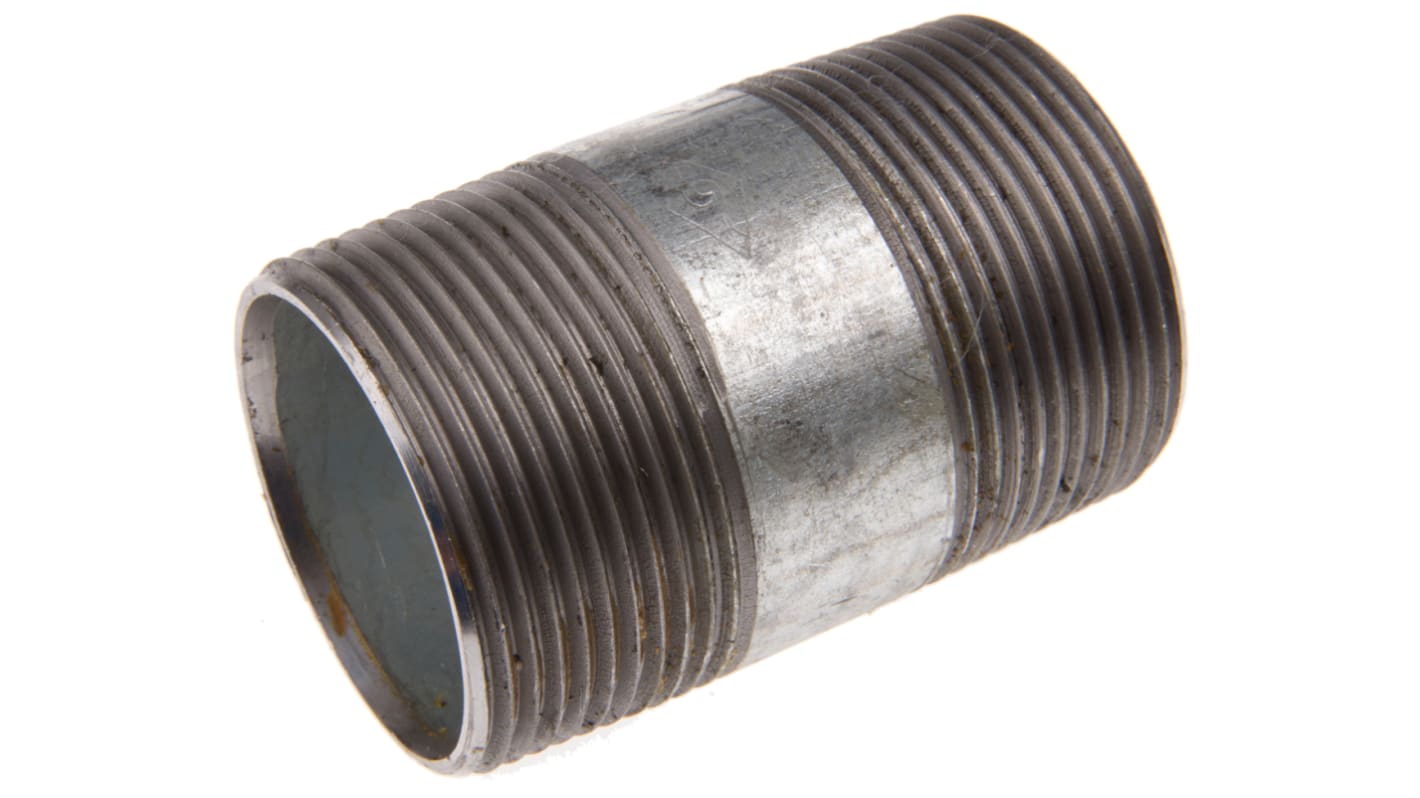 RS PRO Galvanised Malleable Iron Fitting Barrel Nipple, Male BSPT 1-1/2in to Male BSPT 1-1/2in