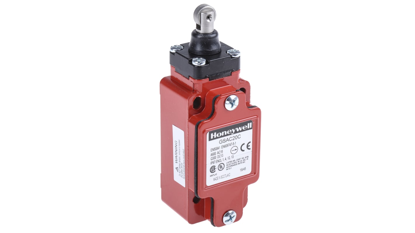 Honeywell GSS Series Plunger Limit Switch, 2NO/2NC, IP67, 4P, Metal Housing, 600V ac ac Max, 3A Max