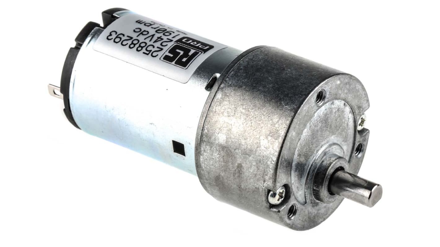 RS PRO Geared DC Geared Motor, 24 V dc, 10 Ncm, 190 rpm, 5mm Shaft