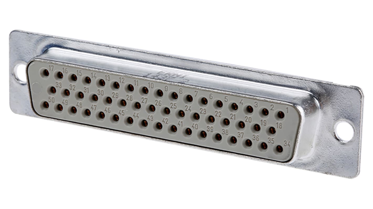 013920 | Provertha TMC 50 Way Through Hole D-sub Connector Socket, 2 ...