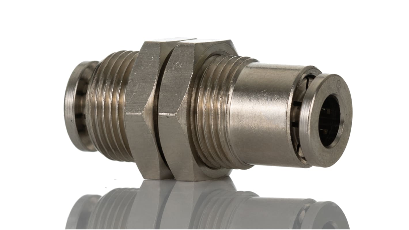 Norgren PNEUFIT 10 Series Straight Threaded Adaptor, Push In 6 mm to Push In 6 mm, Threaded Connection Style