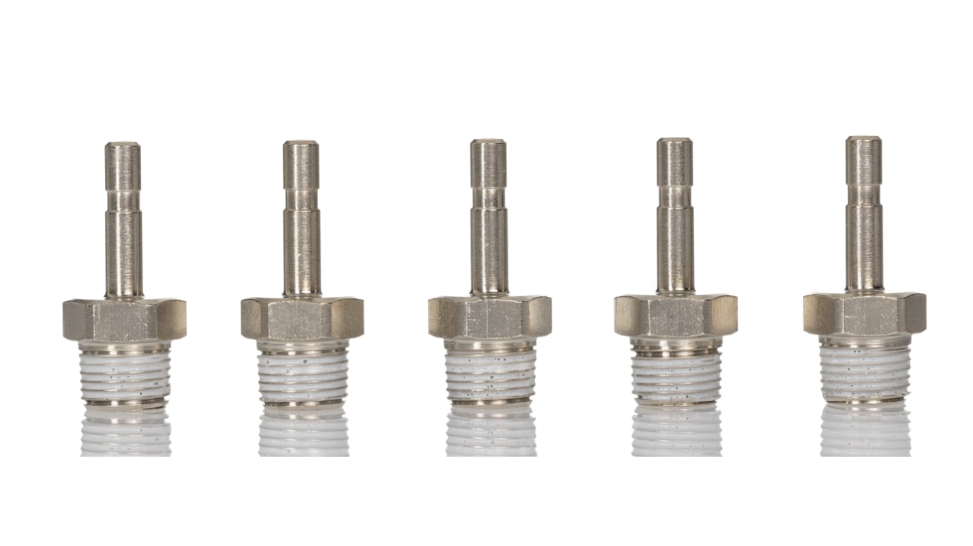 Norgren PNEUFIT 10 Series Straight Threaded Adaptor, R 1/8 Male to Push In 4 mm, Threaded-to-Tube Connection Style