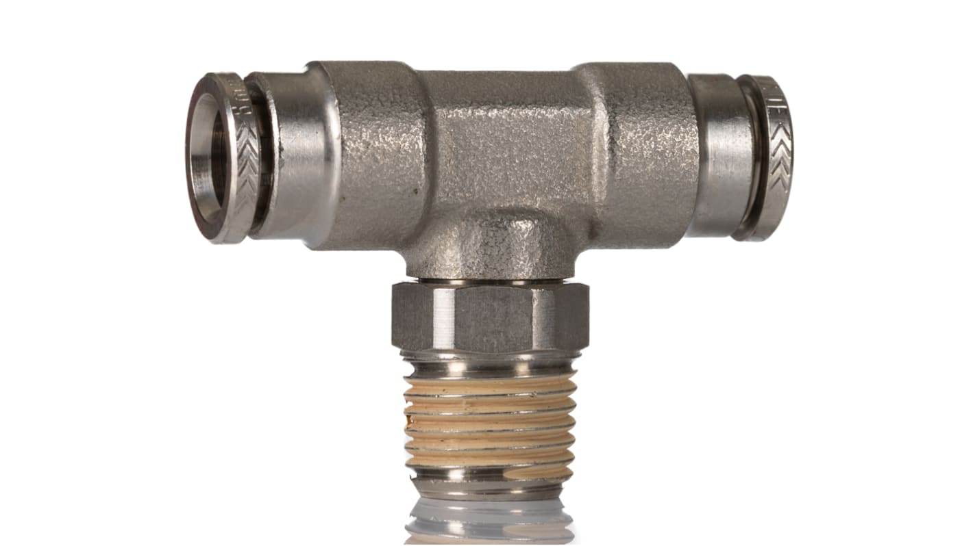 Norgren PNEUFIT 10 Series Straight Threaded Adaptor, R 1/4 Male to Push In 8 mm, Threaded-to-Tube Connection Style,