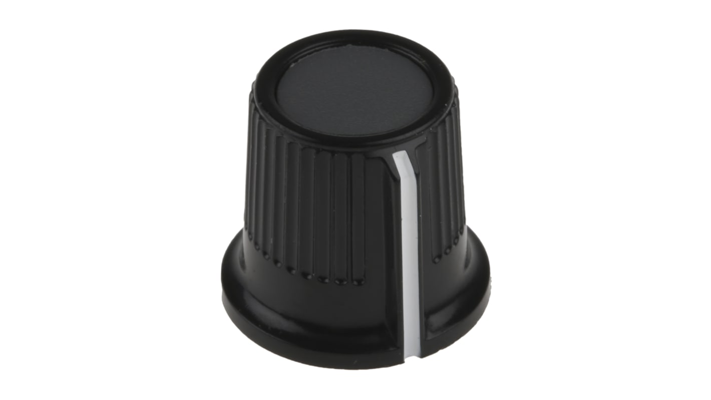 RS PRO 16.2mm Black, Grey Potentiometer Knob for 6mm Shaft Splined