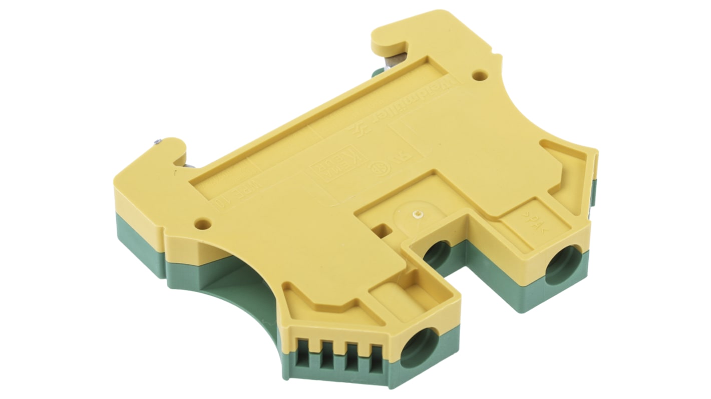 Weidmüller 2-Way WPE 10 Earth Terminal Block, 10mm², 16 → 6 AWG Wire, Screw Down, Wemid Housing, ATEX