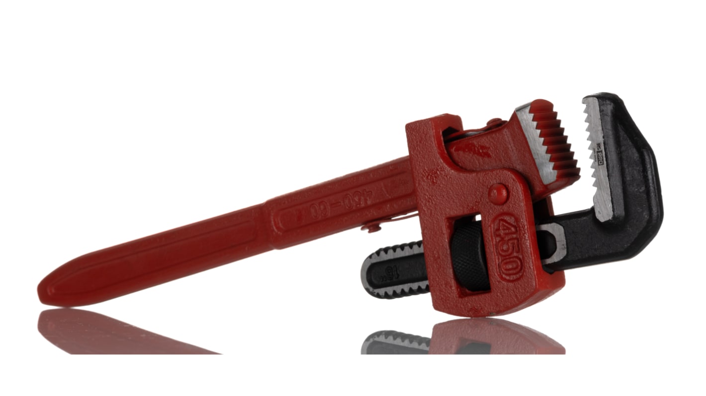 RS PRO Pipe Wrench, 457 mm Overall, 50mm Jaw Capacity, Metal Handle