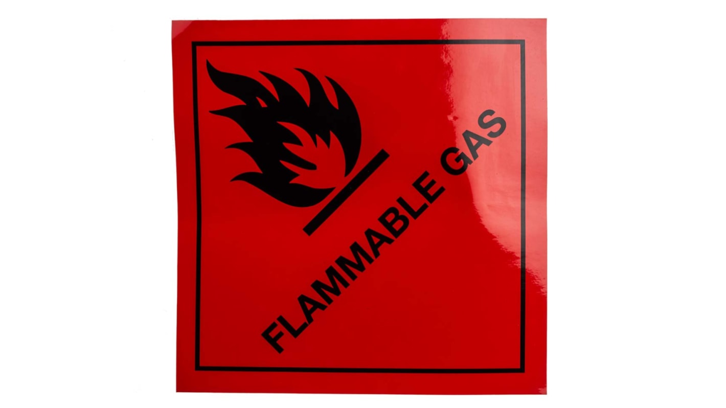 RS PRO Vinyl Safety Labels, Flammable Gas-Text 200 mm x 200mm
