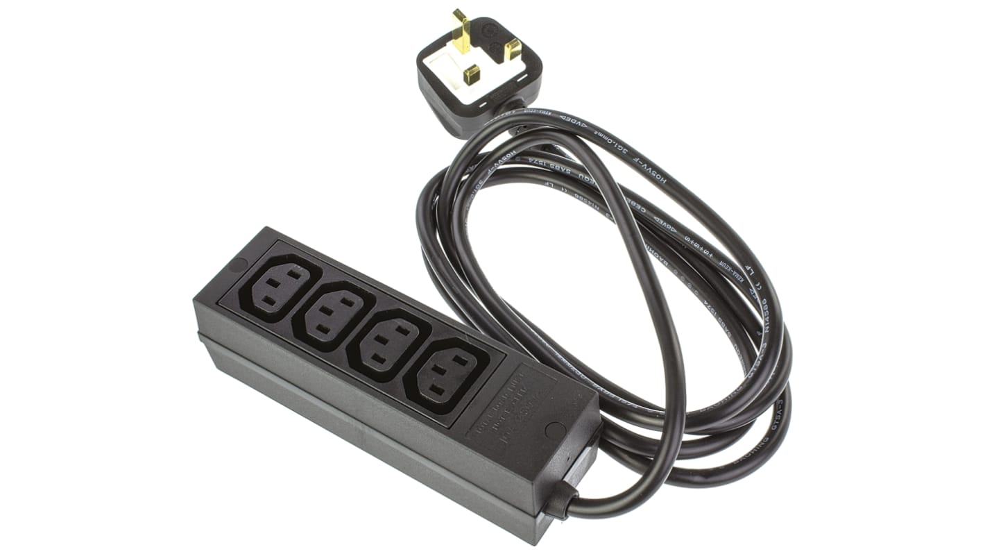 Schurter IEC C13 Stromverteilungseinheit, 4-fach, 2m Kabel, 250 V AC, / 10A